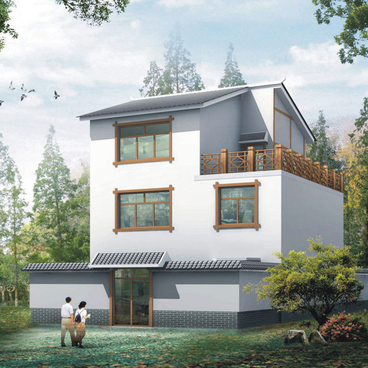 Luxury Light Steel Villa House / Good Insulation Steel Frame Prefabricated Houses
